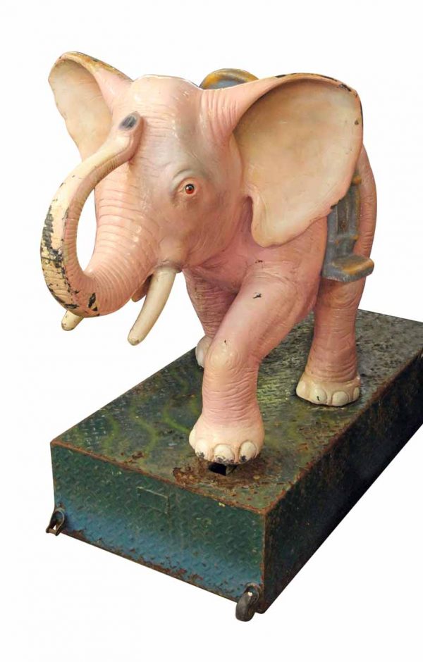 Vintage Pink Elephant Coin Operated Kiddie Ride