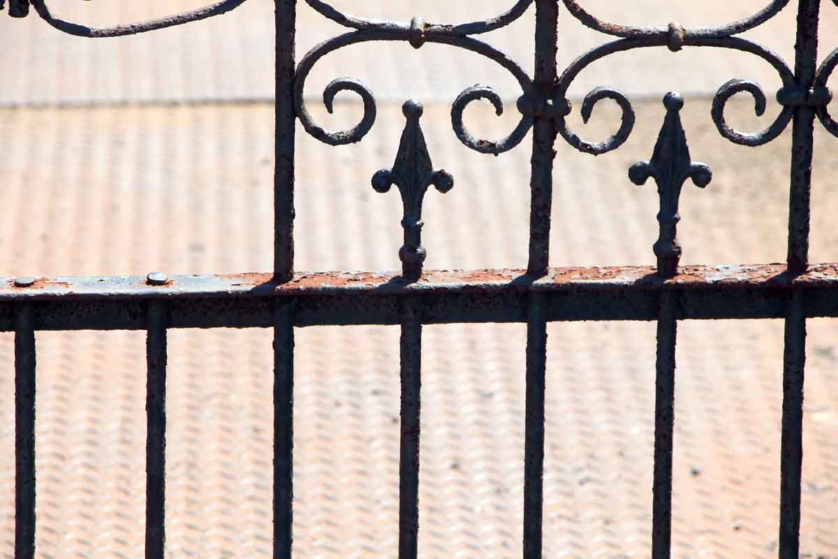 19th Century Hand Wrought Iron Fence with Cast Iron Posts ...
