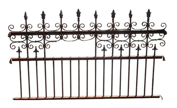 19th Century Hand Wrought Iron Fence with Cast Iron Posts