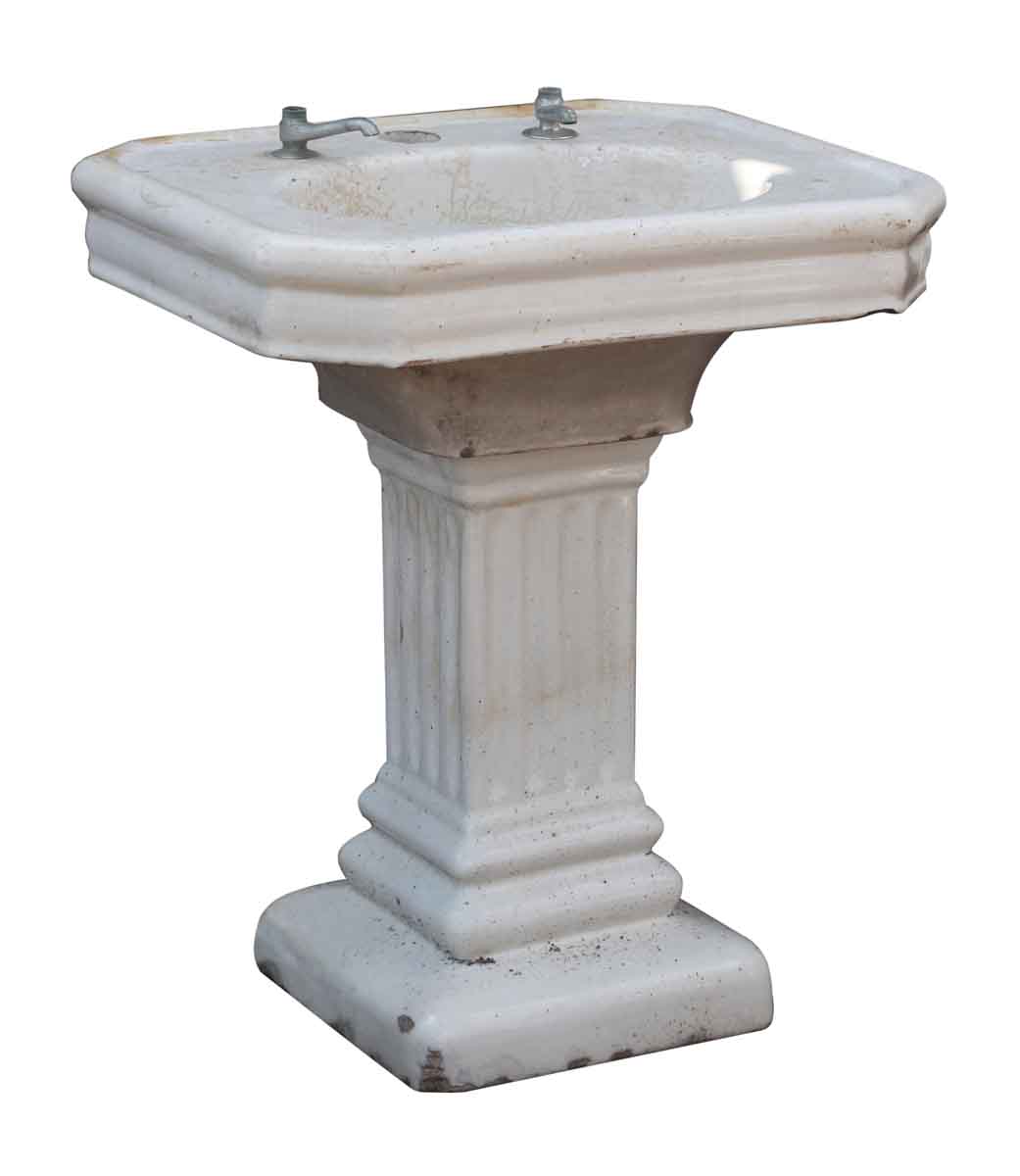 19th Century Earthenware Pedestal Sink