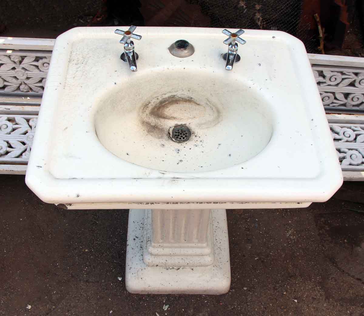 Fluted Pedestal Base Earthenware Sink | Olde Good Things