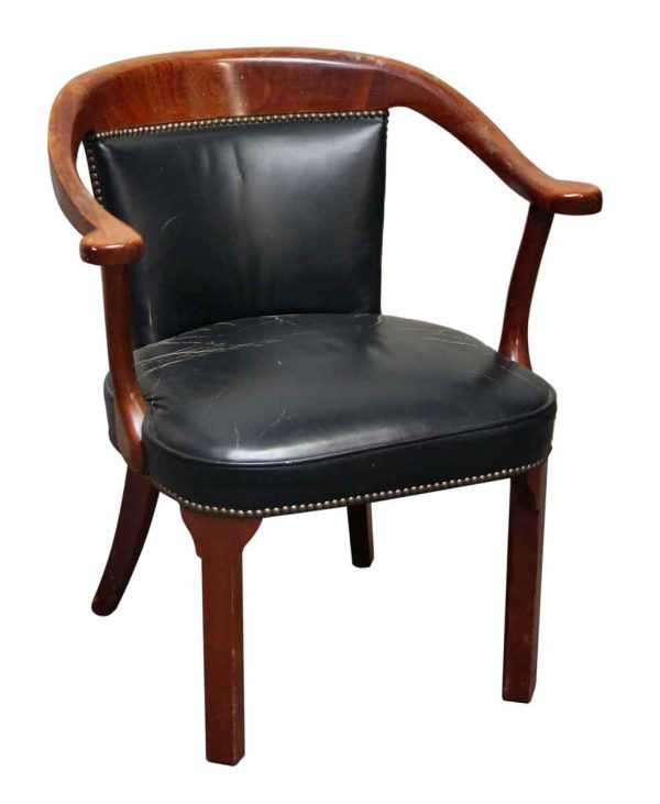 1940s Vintage Bankers Style Chair with Upholstered Finish