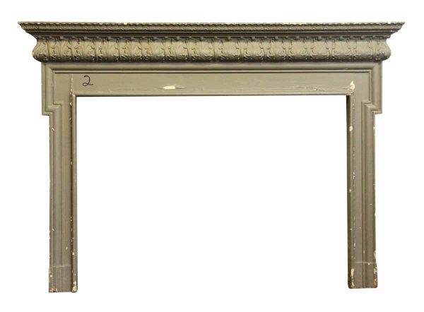 Painted Gray Antique Wood Mantel
