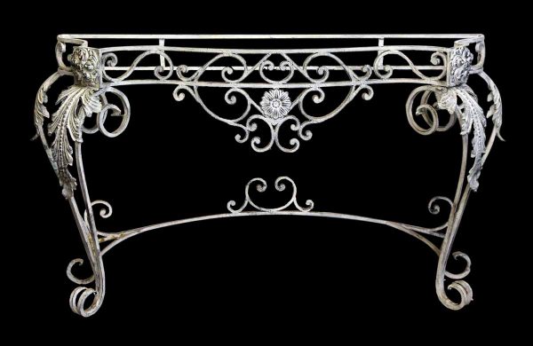 White Iron Floral Console Table