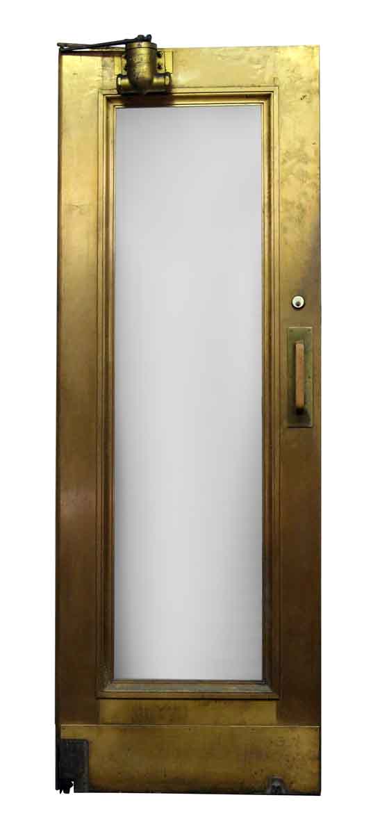 Single Glass Panel Deco Brass Door with Closer