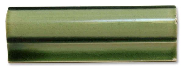 Pair of Ceramic Green Curved Tile