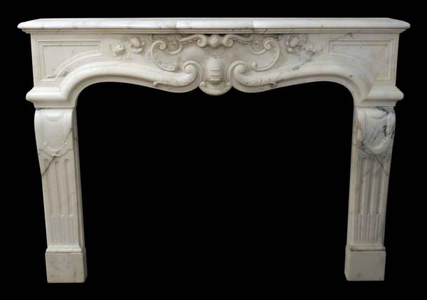 White Italian Carved Marble Mantel