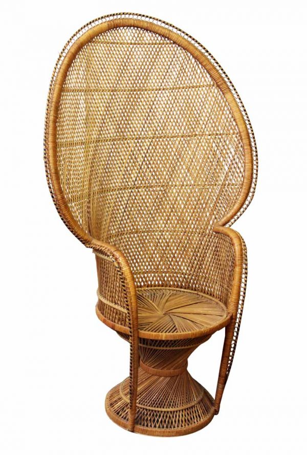 Wicker Fan Back Peacock Chair