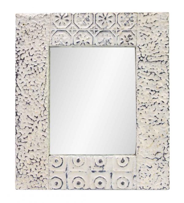 Mixed Pattern White Square Tin Mirror