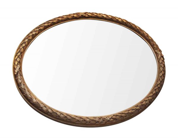 Antique Oval Carved Wood Mirror