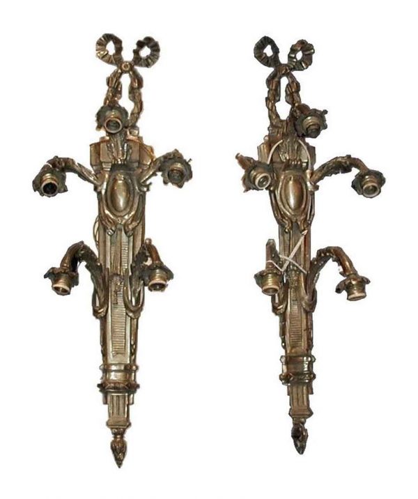 Pair of Bronze Ribbon Wall Sconces - Sconces & Wall Lighting
