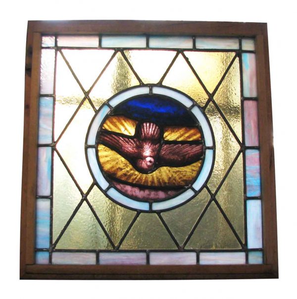 Hand Painted Dove Stained Glass Window