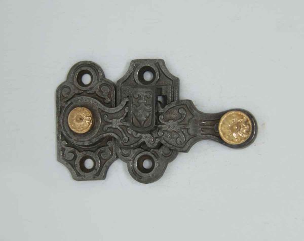 Cast Iron Shutter Latch with Aesthetic Detail - Window Hardware