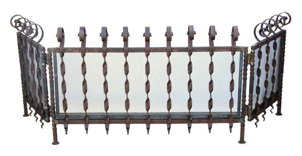 Wrought Iron Fencing Screen With Brass Mesh - Fencing