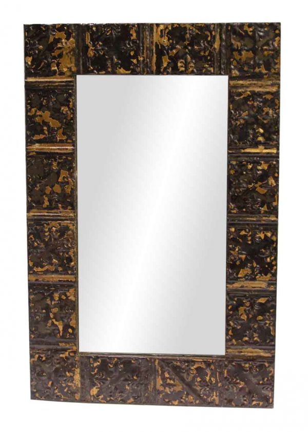 Brown Mini Flutes Tin Panel Mirror - Antique Tin Mirrors