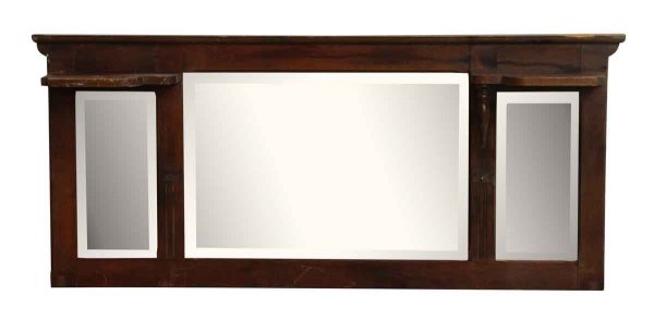 Wood Dresser Top With Beveled Mirrors - Overmantels & Mirrors