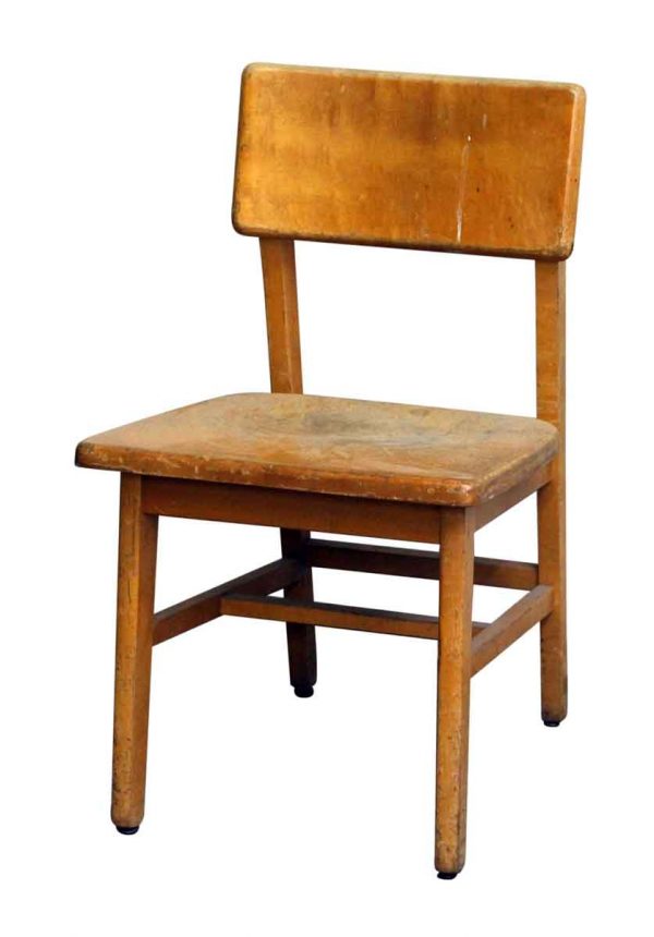 Old Wooden School Chair with Wide Seat - Seating