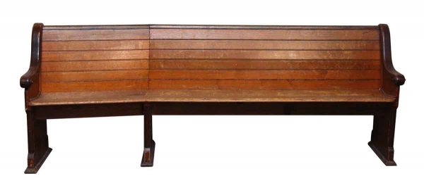 Slanted Wooden Pew - Religious Antiques