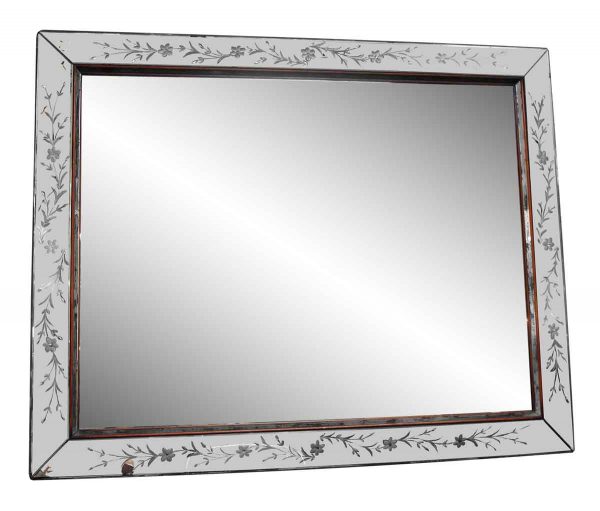 Large Etched Rectangular Wall Mirror - Antique Mirrors