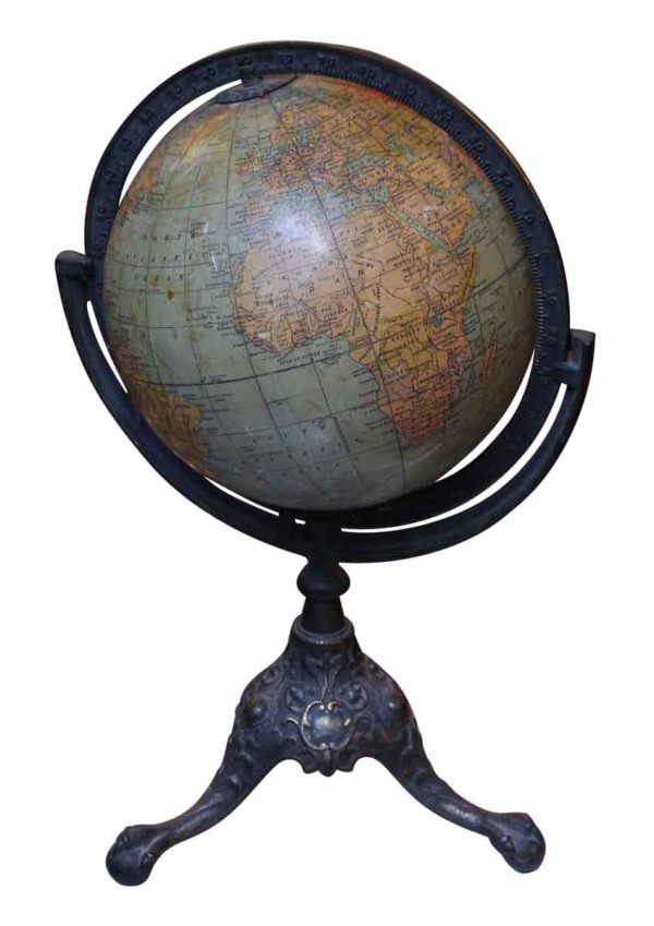 1910 Rand McNally Globe with Iron Claw Foot Stand - Globes & Maps