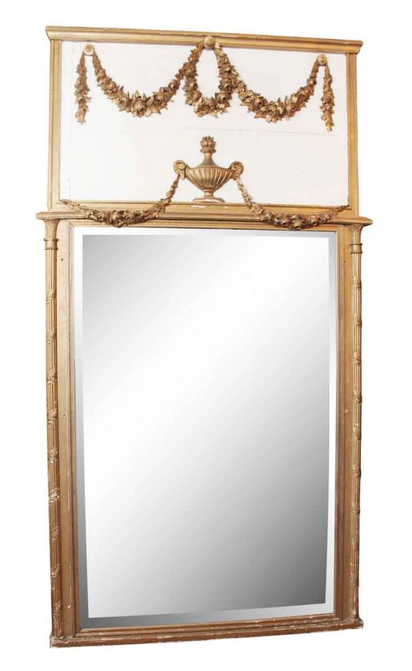 Trumeau Mirror with Gold Painted Frame - Overmantels & Mirrors