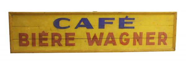 Hand Painted Cafe Biere Wagner Sign - Vintage Signs