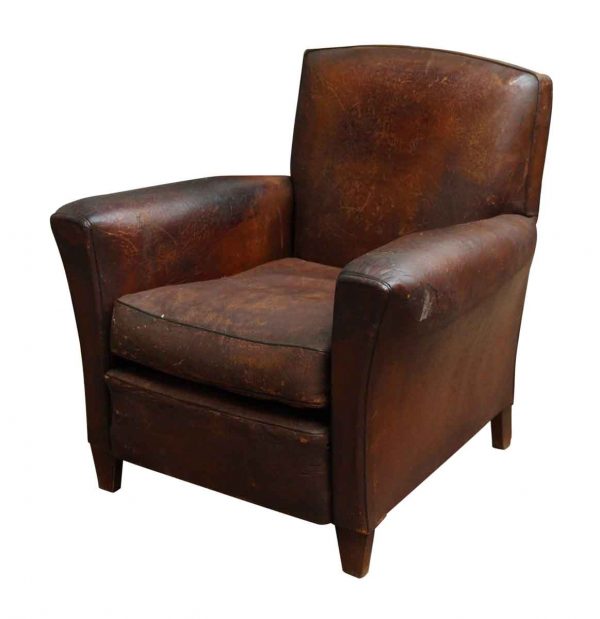 Distressed Leather Club Chair - Living Room