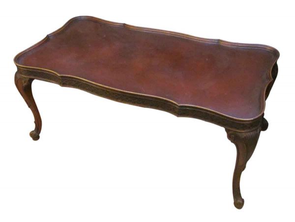 Antique French leather top table - Living Room