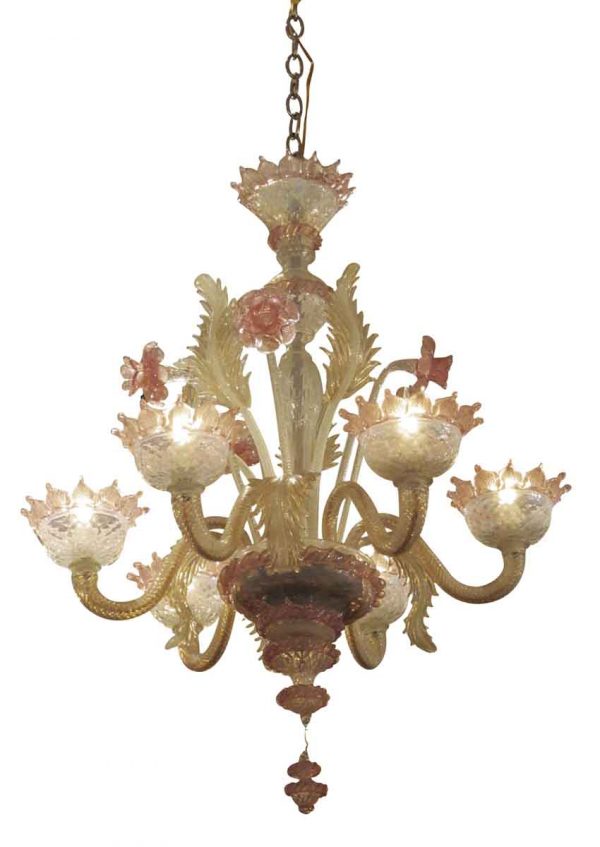 Murano pink & white highlights - Chandeliers