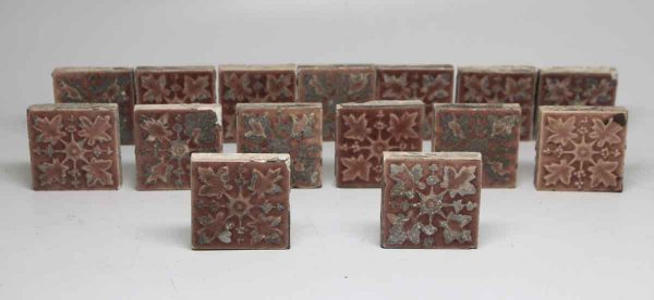 Set of 15 Small Pink Floral Tiles - Wall Tiles