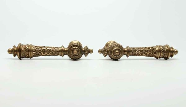 Pair of Gilded Bronze Ornate French Lever Knobs - Levers