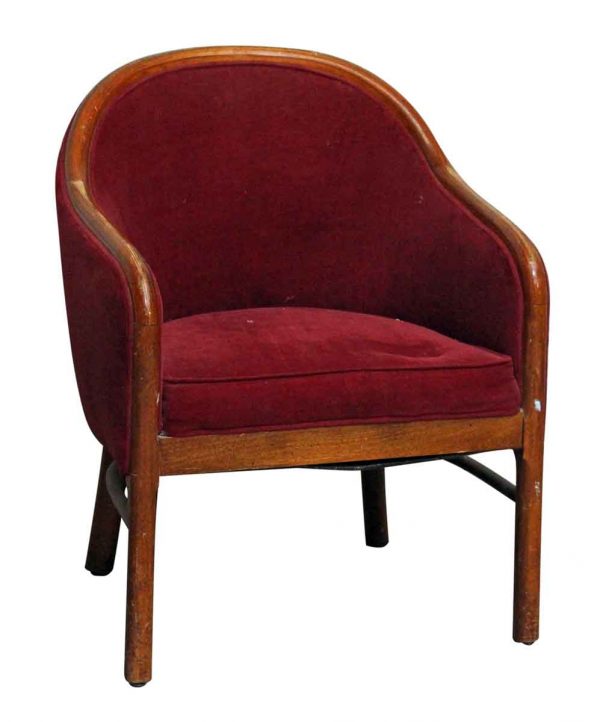 Red Velour Upholstered Chair - Seating