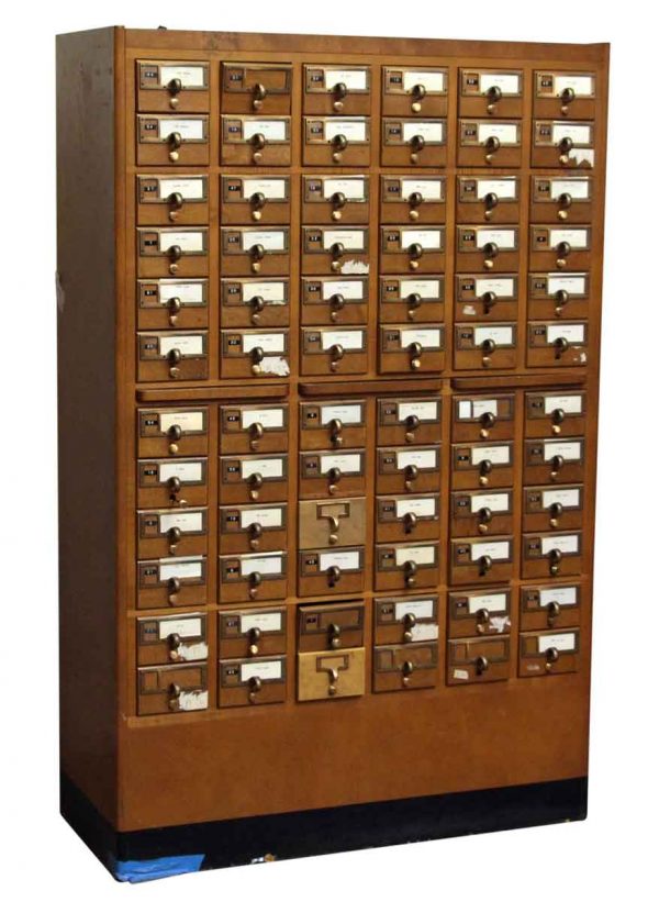 Solid Walnut Card Catalog with Brass Hardware - Office Furniture