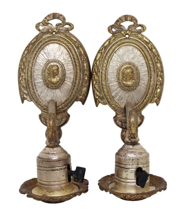 Pair of Silver Plated Brass Victorian Sconces - Sconces & Wall Lighting