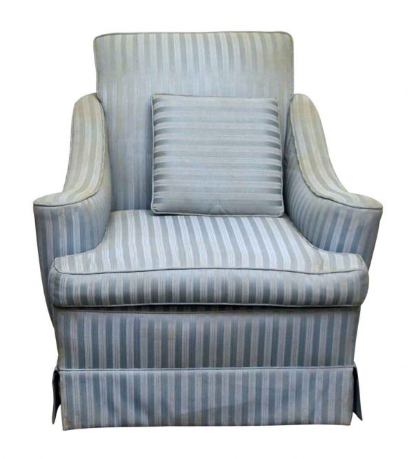 Blue Striped Fabric Arm Chair - Living Room