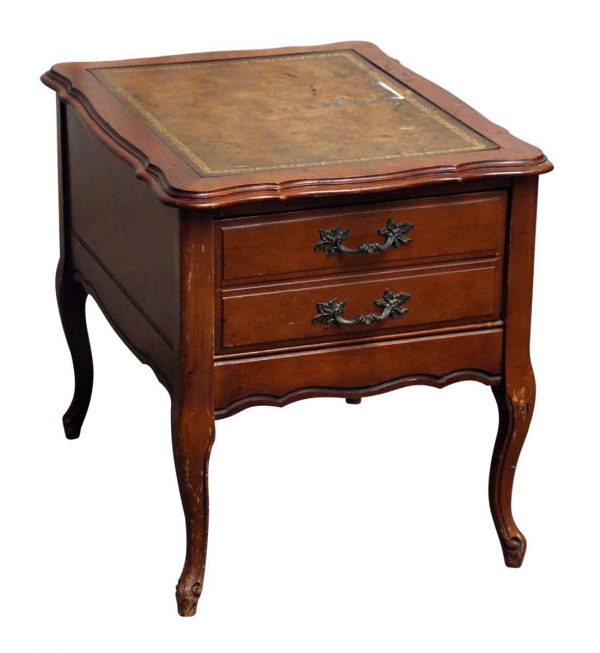 Leather Top French Side Table - Bedroom