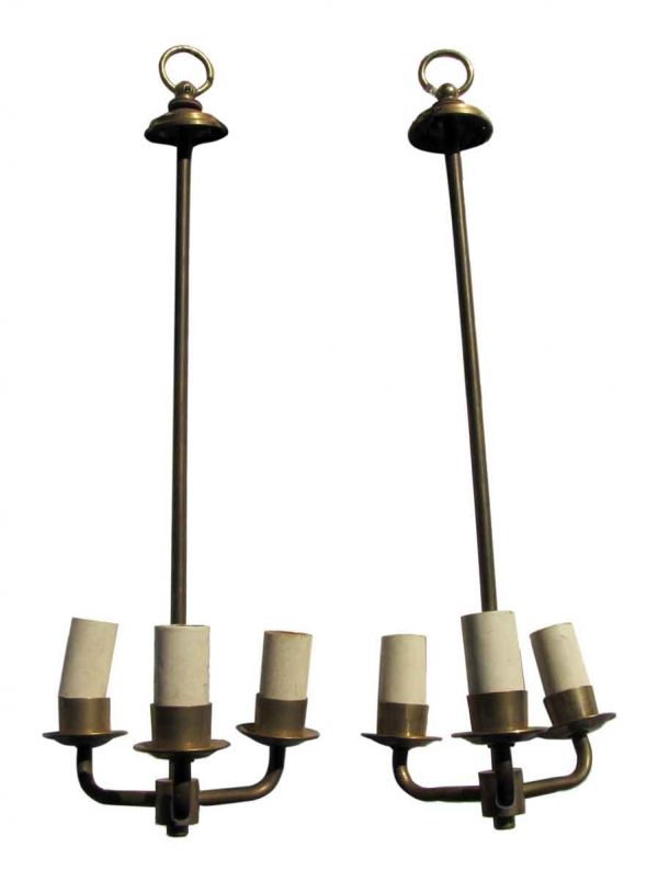 Pair of Hanging Brass Candelabras - Up Lights