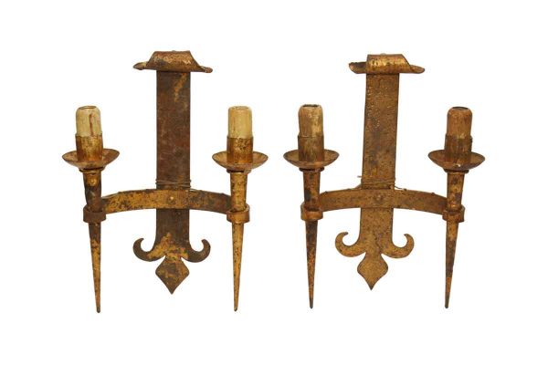 Pair of Iron Gothic Wall Sconces - Sconces & Wall Lighting