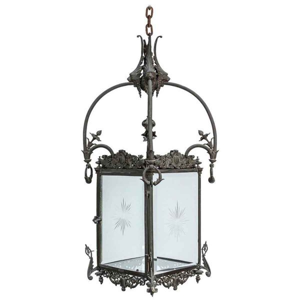 Bronze Lantern with Etched Glass - Wall & Ceiling Lanterns