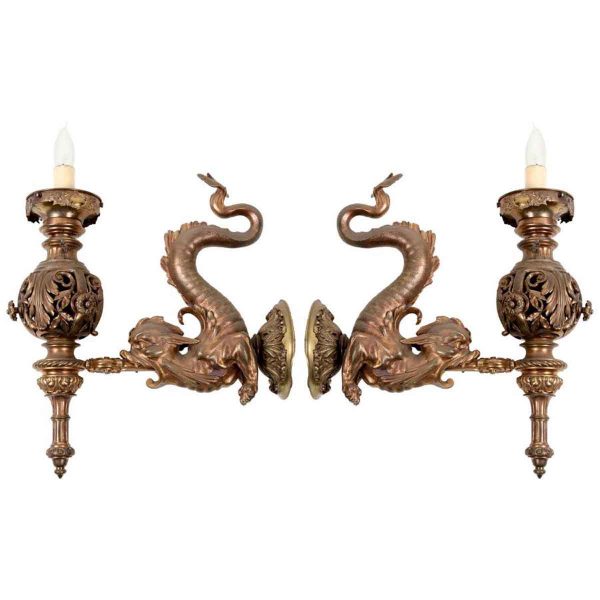 Bronze Dolphin Sconces - Sconces & Wall Lighting