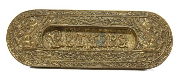 Cast Bronze Letter Slot with Figures - Mail Hardware