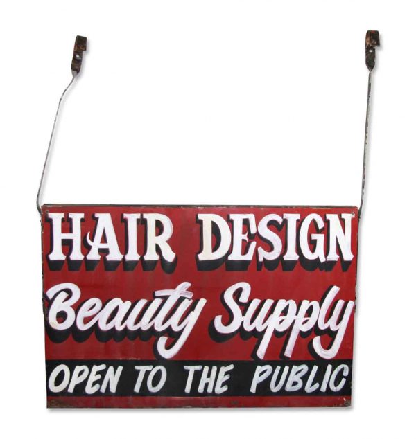 Double Sided Hanging Metal Beauty Supply Sign - Vintage Signs