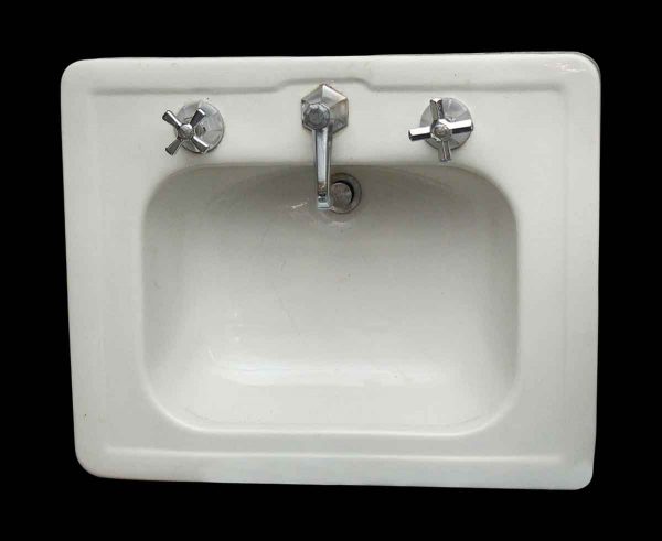 Porcelain Pedestal Sink with Rectangular Basin - Bathroom