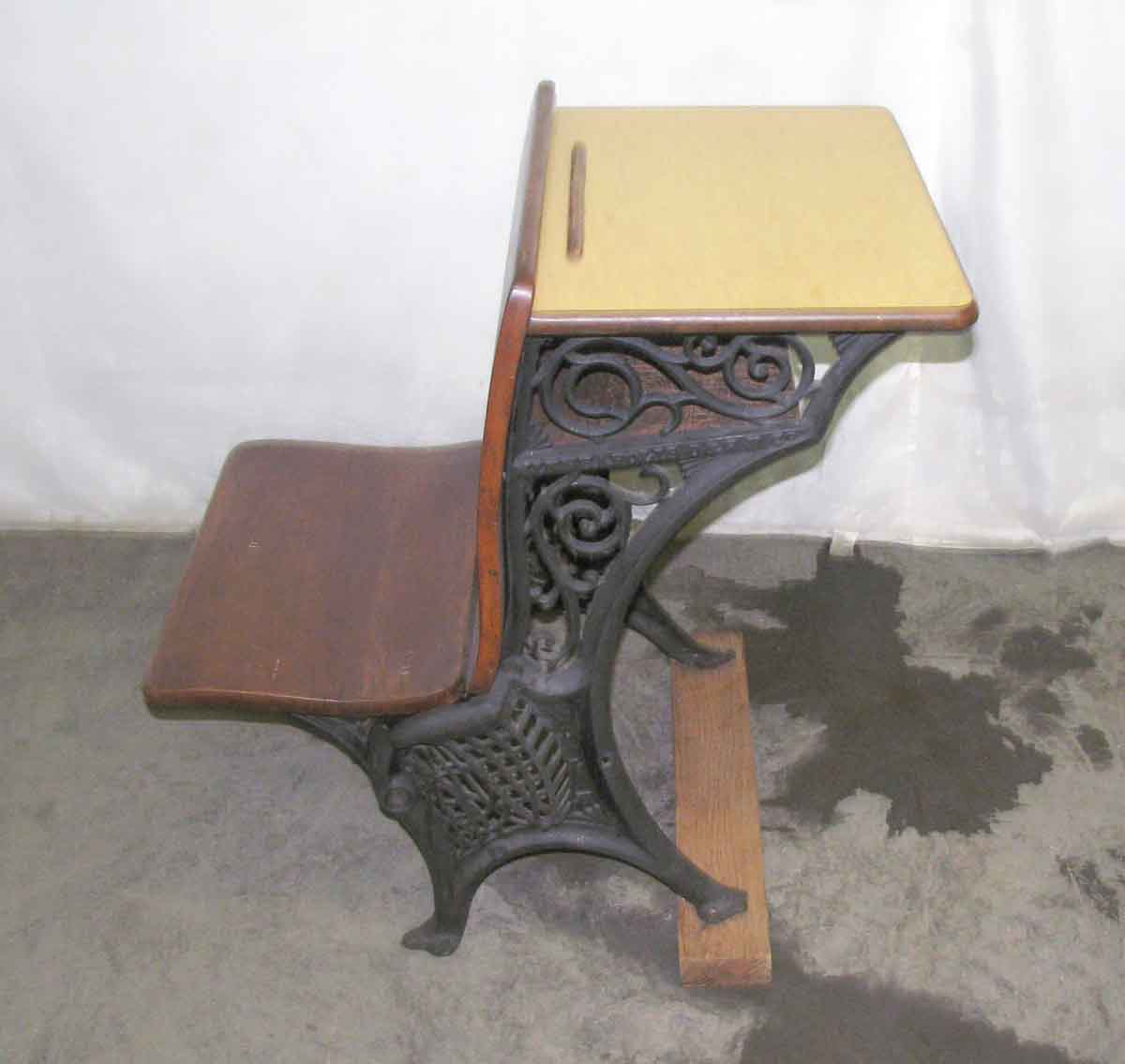 Antique School Desk with Iron Legs | Olde Good Things