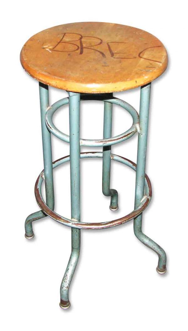 Metal Stool with Wooden Seat - Seating