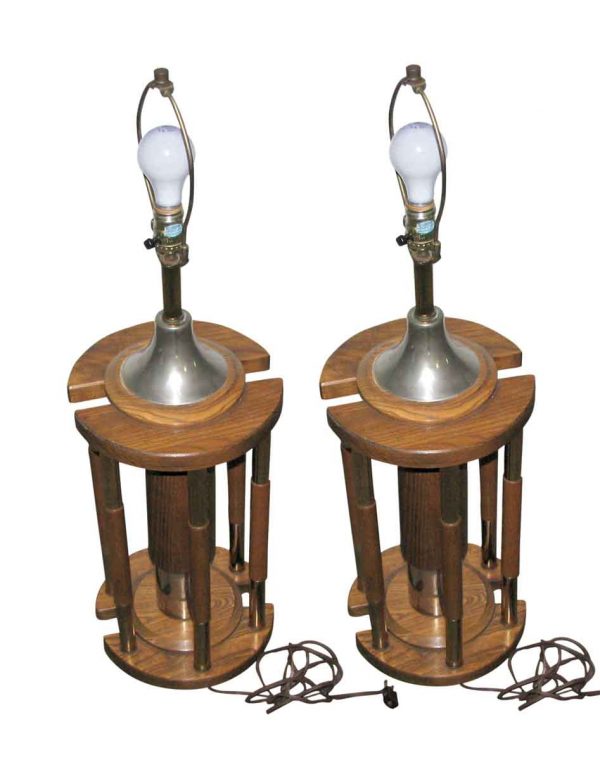 Pair of Wooden Vintage Lamps - Table Lamps