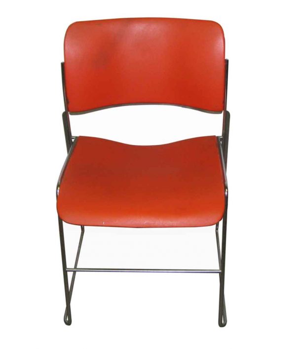 Set of Three Retro Metal & Plastic Stacking Chairs - Seating