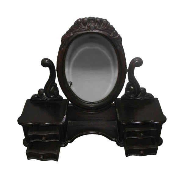 Antique Carved Walnut Vanity Top Mirror - Antique Mirrors