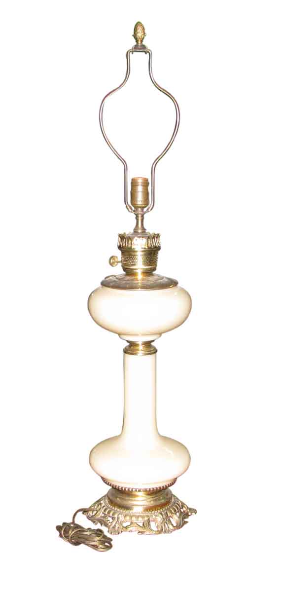 Antique Custard Glass Oil Lamp Converted To Electric - Table Lamps