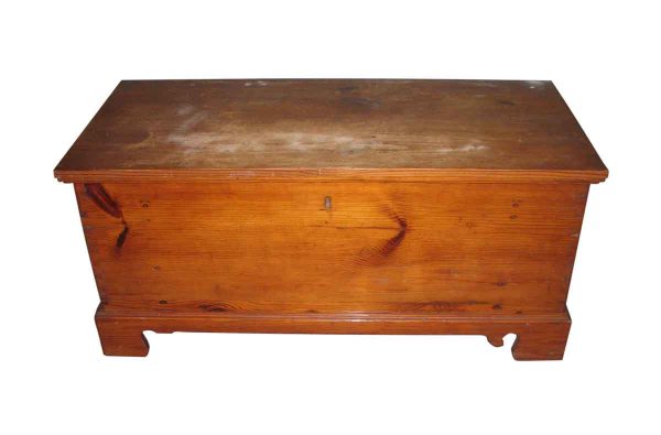Primitive Antique Pine Chest with Iron Straps - Chests